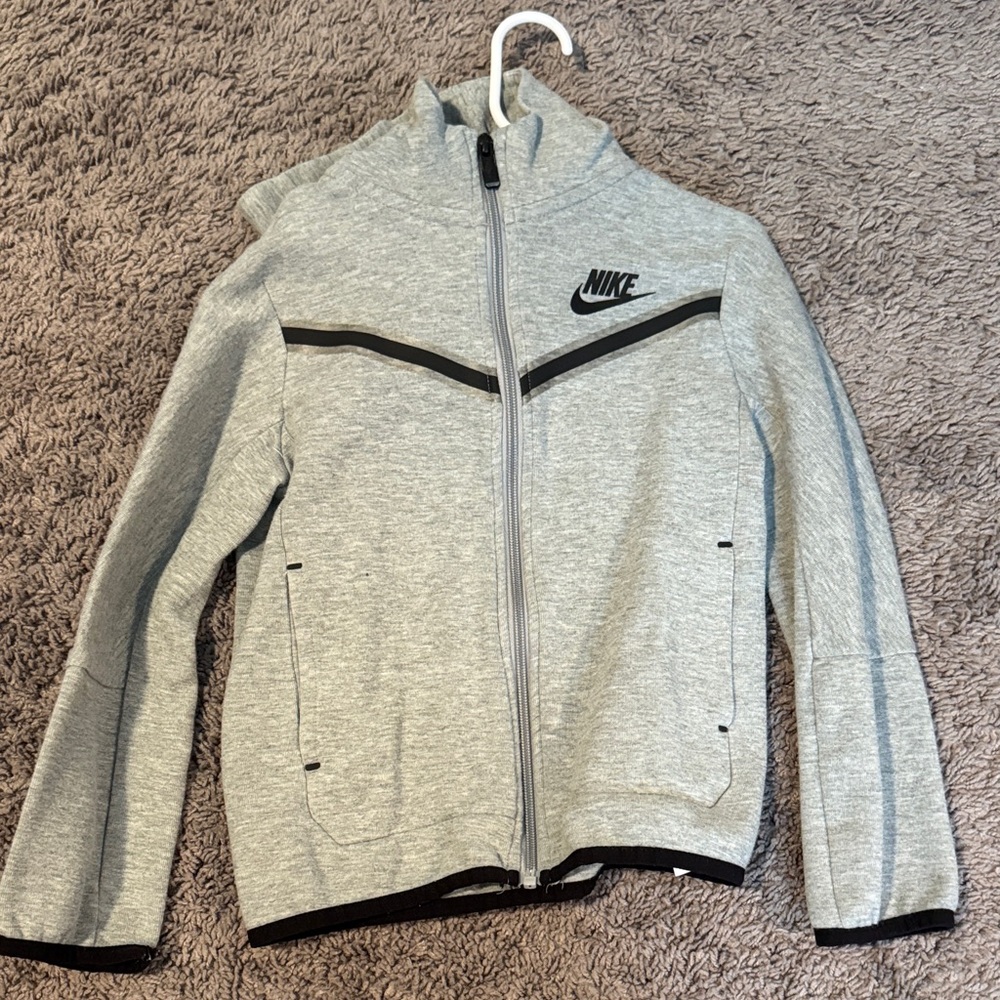 Nike Light Gray Full-Zip Tech fleece Jacket with Black Trim